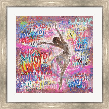 Framed Graffiti Ballerina 2 Print