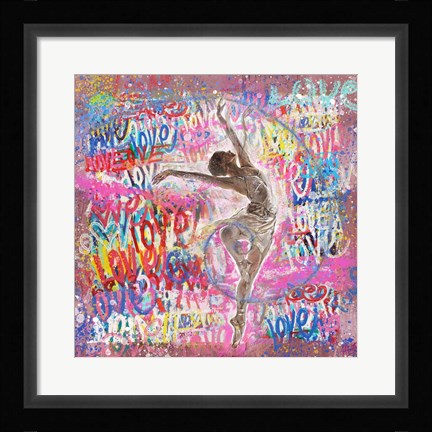 Framed Graffiti Ballerina 2 Print