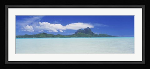 Framed Boat In The Ocean, Bora Bora, French Polynesia Print