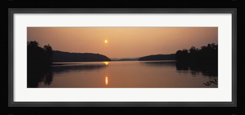 Framed Reflection of sun in a lake, Lake Chatuge, North Carolina Print