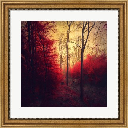 Framed Ruby Red Forest Print