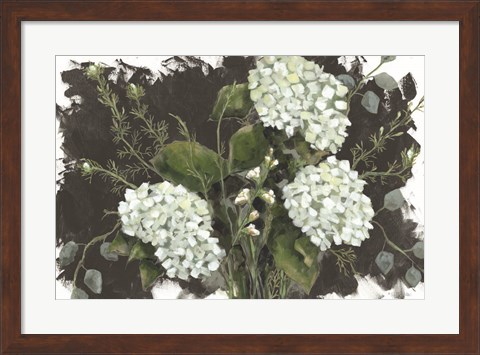 Framed Hydrangeas in White Print