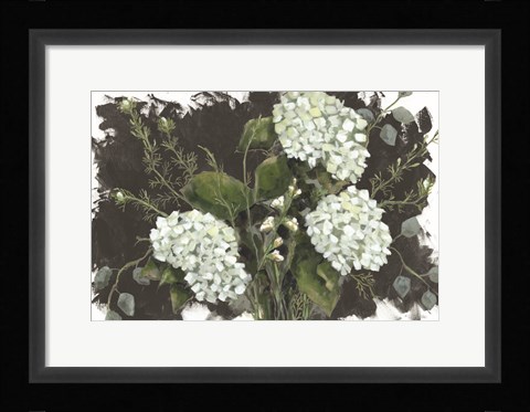 Framed Hydrangeas in White Print