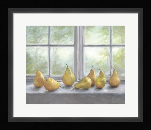 Framed Pears on a Window Sill Print