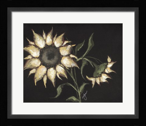 Framed Sunflower on Black Print