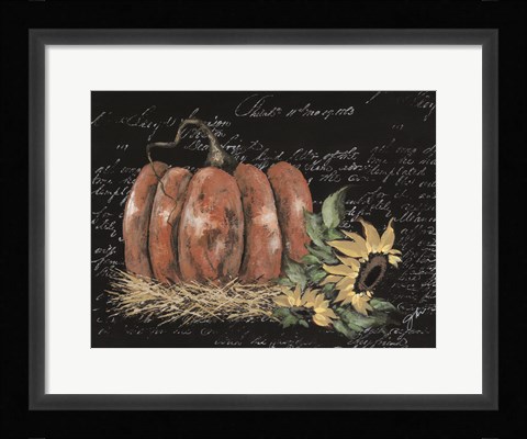 Framed Scripty Sunflower with Pumpkin Print