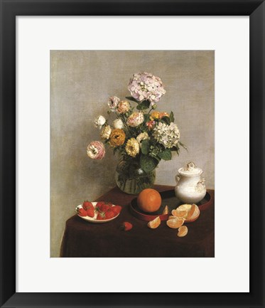 Framed Flowers and Fruit 1 Print