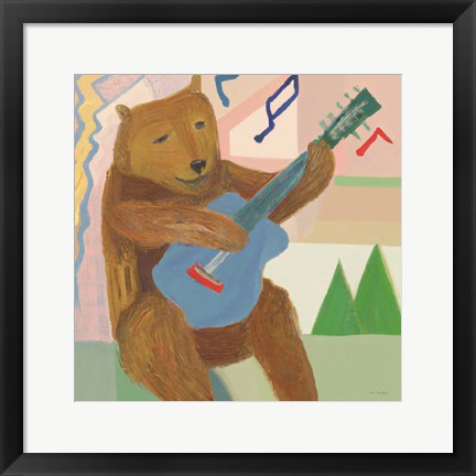 Framed Happy Bear Musician Print