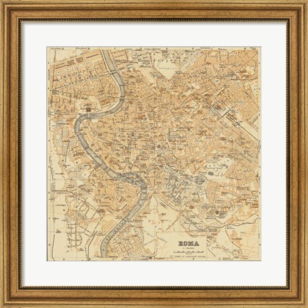 Framed Mapa Di Roma, 1898 Print
