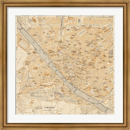 Framed Mapa Di Firenze, 1896 Print