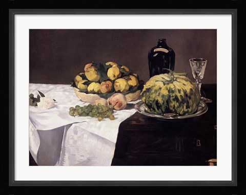 Framed Still Life with Melons and Peaches Print