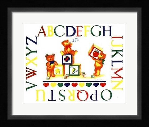 Framed Alphabet Block Bears Print