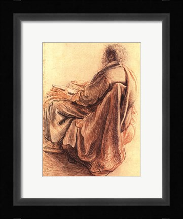 Framed Sepia Man Reading Print
