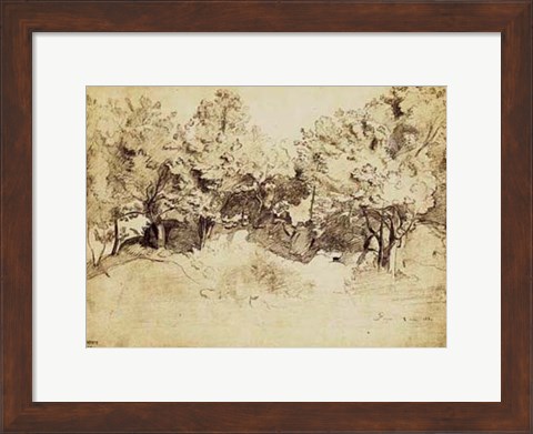 Framed Sepia Corot Landscape Print