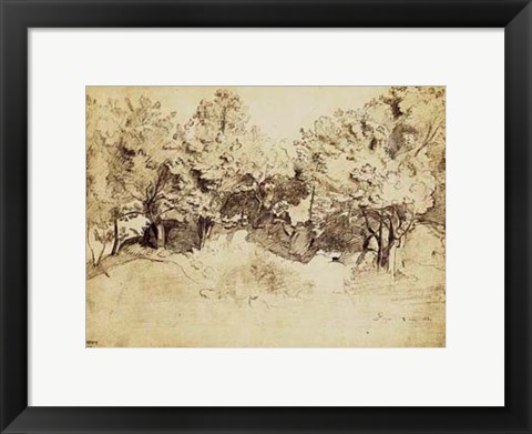 Framed Sepia Corot Landscape Print