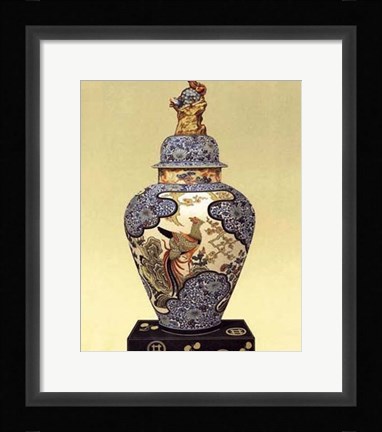 Framed Oriental Blue Vase I Print