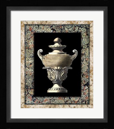 Framed Urn on Marbleized Background I Print