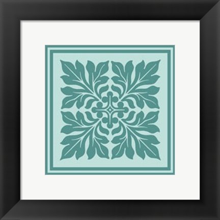 Framed Tonal Woodblock in Blue II Print