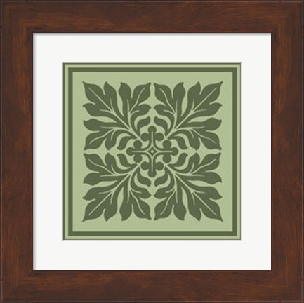 Framed Tonal Woodblock in Green II Print
