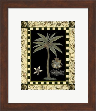 Framed Bordered Palms on Black I Print