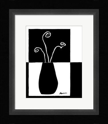 Framed Minimalist Flower in Vase I Print