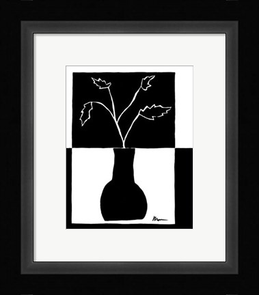Framed Minimalist Leaf in Vase I Print