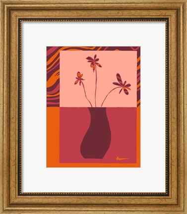 Framed Minimalist Flowers in Orange III Print