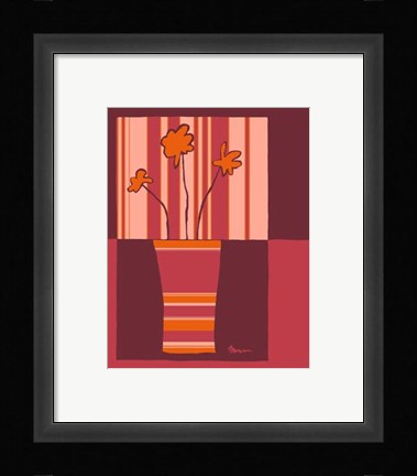 Framed Minimalist Flowers in Orange IV Print