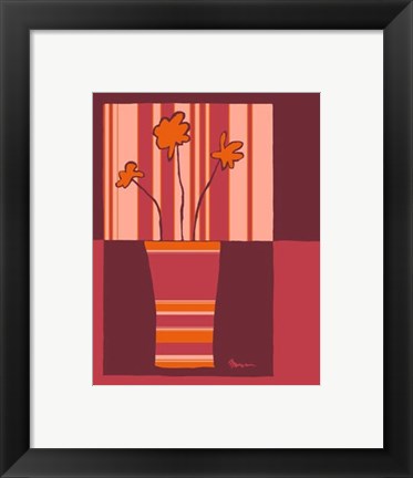 Framed Minimalist Flowers in Orange IV Print