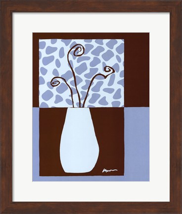 Framed Minimalist Flowers in Blue III Print
