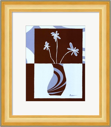 Framed Minimalist Flowers in Blue IV Print