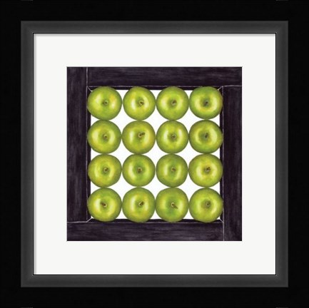 Framed Green Apples Cubed Print