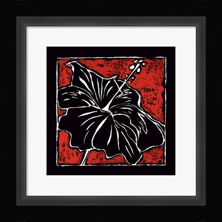Framed Tropical Woodblock I Print