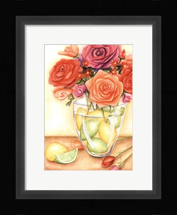 Framed Fresh Fruit &amp; Flowers I (PT) Print