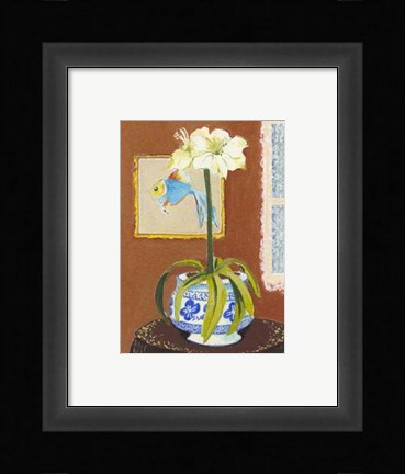 Framed Fish with Blue Porcelain Print