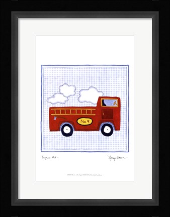 Framed Silhouette on Blue Gingham I Print