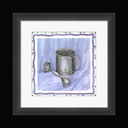 Framed Heirloom Cup &amp; Rattle I Print