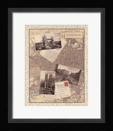 Framed Post Cards from London Print