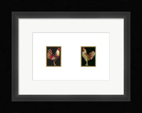 Framed Mini Roosters on Black Print
