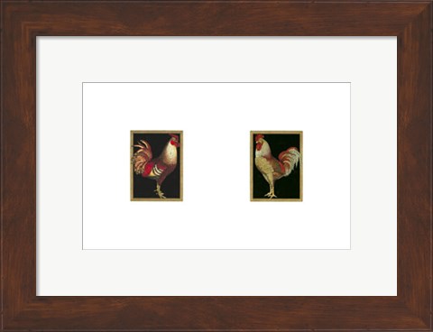 Framed Mini Roosters on Black Print