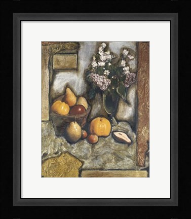 Framed Collage on Art Paper w/Gold I Print