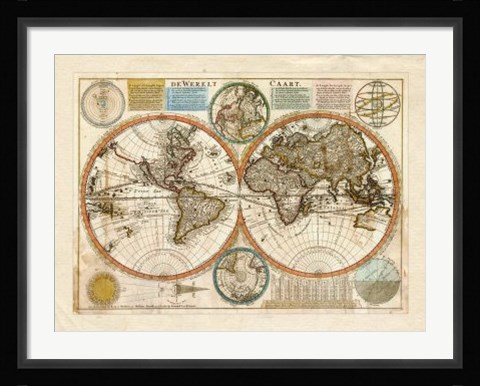 Framed Dewerelt Caart Map Print