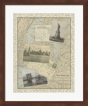 Framed Vintage Map of New York Print
