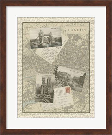 Framed Vintage Map of London Print