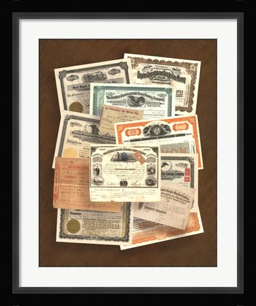 Framed Stock Certificate Collection Print