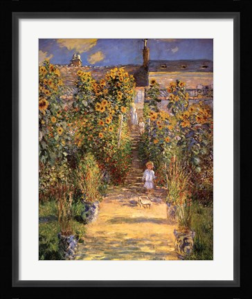 Framed Artist's Garden at Vetheuil with Boy, c.1880 Print