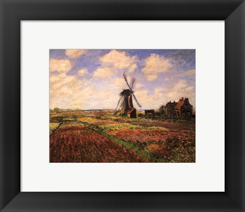 Framed Tulip Fields with Windmill Print