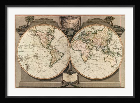 Framed New Map of the World Print