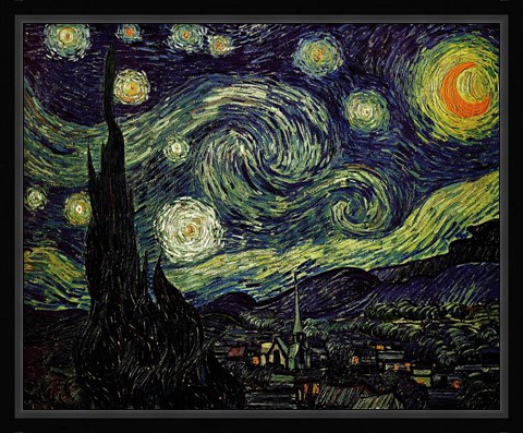 Framed Starry Night, c.1889 Print
