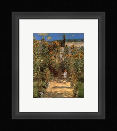 Framed Artist's Garden at Vetheuil with Boy, c.1880 Print